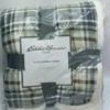 Eddie Bauer Plush Sherpa Fleece Throw – Reversible Blanket -Dark Plaid