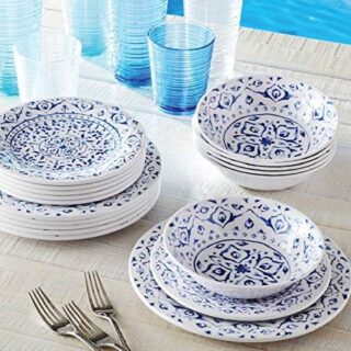 Member's Mark 18pc Melamine Dinnerware Set - Indochine Design