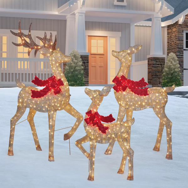 6ft (1.8m) Indoor/Outdoor Christmas Reindeer Family With LED Lights - Image 6