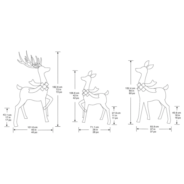 6ft (1.8m) Indoor/Outdoor Christmas Reindeer Family With LED Lights - Image 7