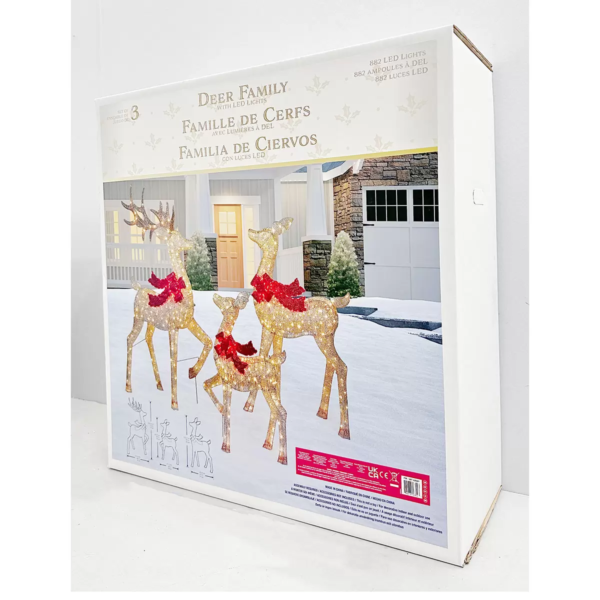 6ft (1.8m) Indoor/Outdoor Christmas Reindeer Family With LED Lights - Image 8