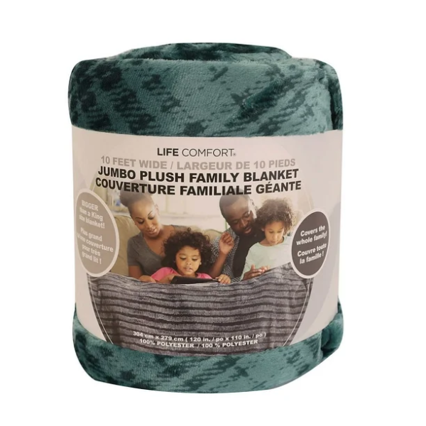 Life Comfort 10ft Jumbo Plush Family Blanket - 120" X 110" - Image 5