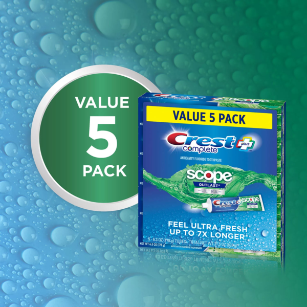 Crest Complete + Scope Outlast Ultra Toothpaste, 6.3 oz., 5pcs - Image 3