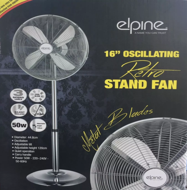 Elpine 16" Oscillating Retro Standing Fan - Image 2