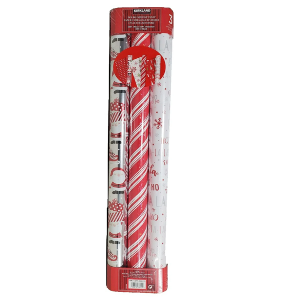 Kirkland Signature Christmas Double-Sided Holiday Gift Wrap Paper 180 SQ FT 3-Pack (Red)