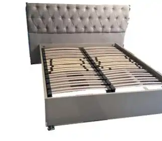 Florence King Size Bed Frame With Upholstered Head Board - Grey
