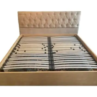 Florence King Size Bed Frame With Full Upholstered Head Board - Beige