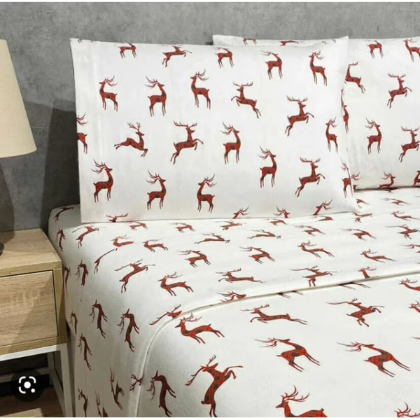 Portugal 4pc Reindeer Flannel Sheet Set - Full