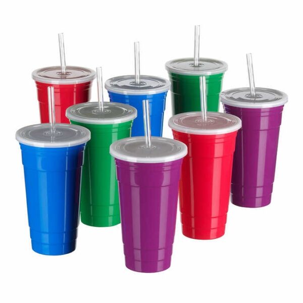 Jia Wei 8pc Party Cup Set With Straws - Image 3