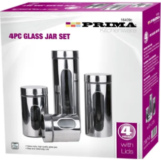 Prima 4pc Window Glass Food Storage Jar Set