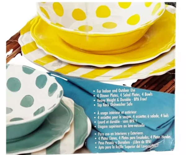 Melamine Dinnerware Set 12 Piece - Multicolor - Image 4