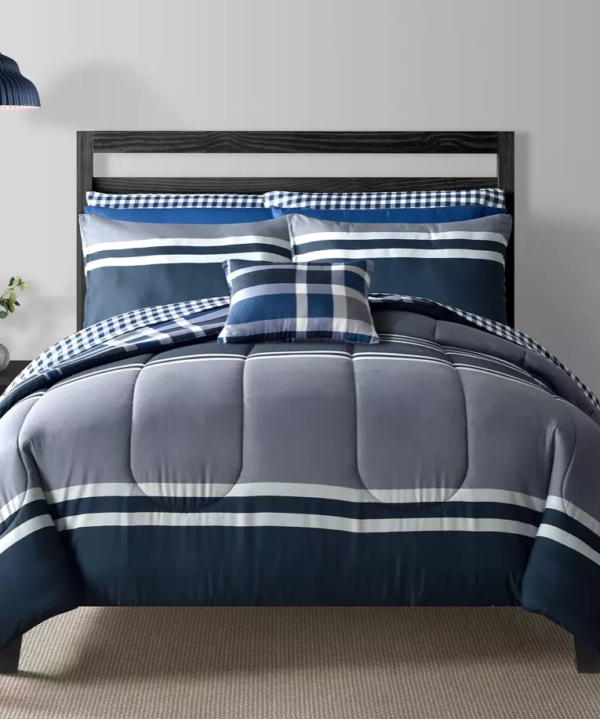 Calking Navy 12pc Reversible Comforter Set - Created For Macy's