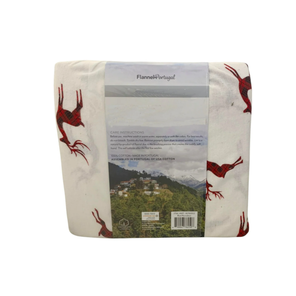 Portugal 4pc Reindeer Flannel Sheet Set - Full - Image 4