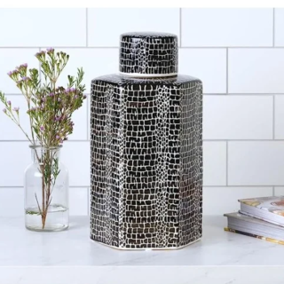 Mikasa Black & White Crackle Ceramic Canister