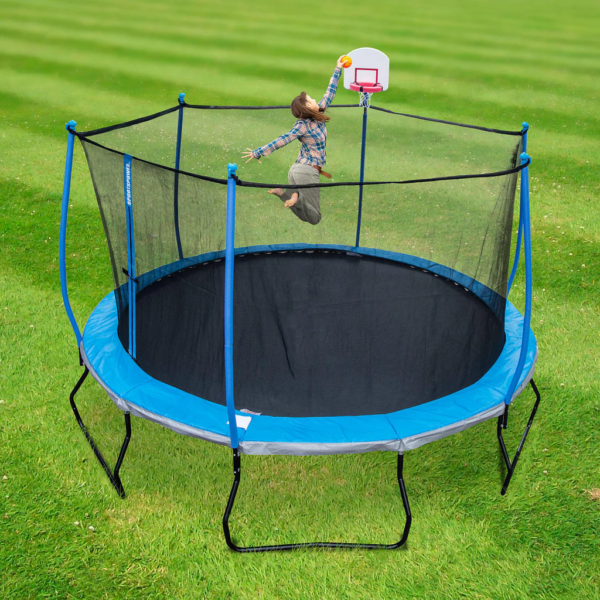 BouncePro 14'' Trampoline With Safety Enclosure & Basketball System - Image 3