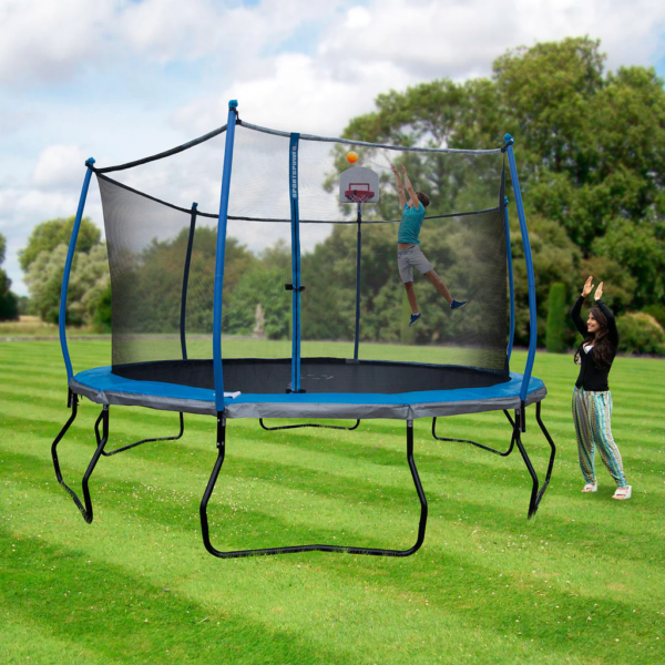 BouncePro 14'' Trampoline With Safety Enclosure & Basketball System - Image 4