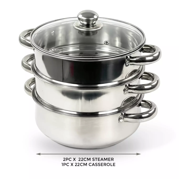 Prima 24cm 3-Tier Steamer With Glass Lid - 4pc - Image 13