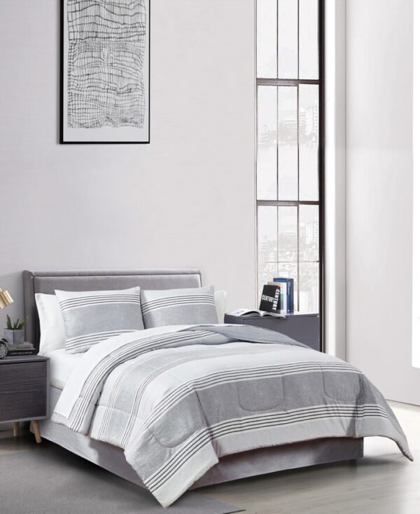 Douglas Stripe 8-Piece Reversible Comforter Set Created For Macy’s