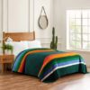 Pendleton Queen Sherpa Fleece Blanket - Evergreen Stripe - Image 2
