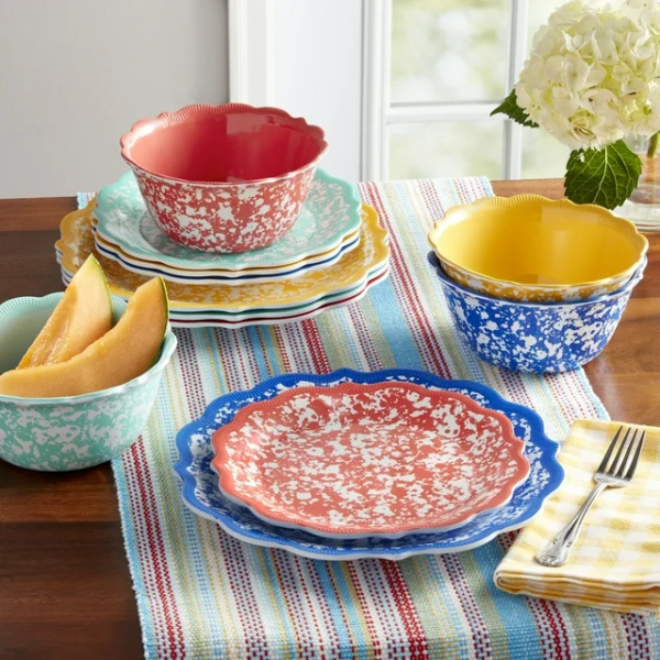 The Pioneer Woman Country Splatter 12-Piece Melamine Dinnerware Set