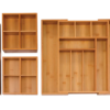Seville Classics 4pc Bamboo Expandable Drawer Organizer and Box Set - Image 7