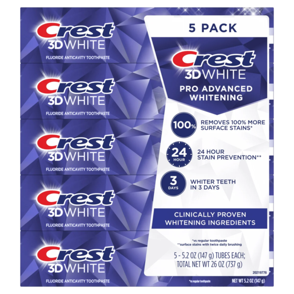 Crest 3D White Advanced Whitening Toothpaste, 5.2