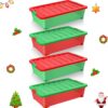 Abbylike set of 4 Plastic Christmas Storage Bin with Lids
