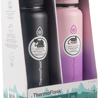 Thermoflask Stainless Steel Water Bottles With Straw - Black/Rose Purple - 40 oz