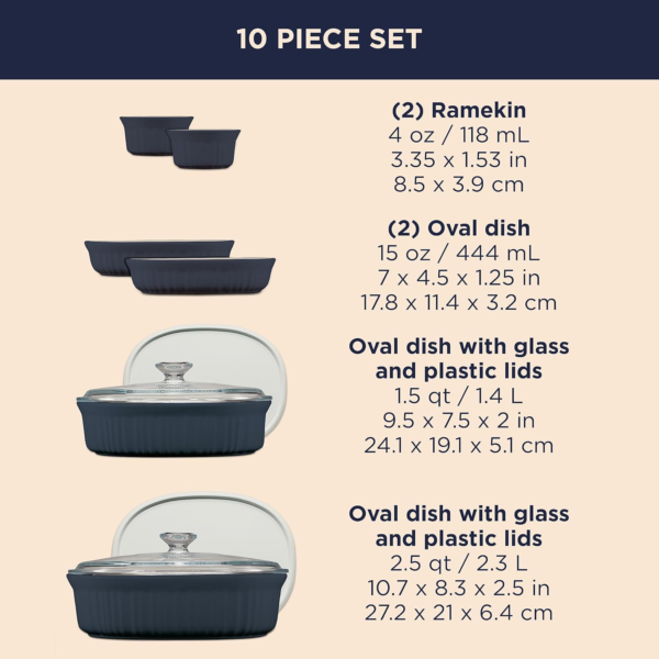 Corningware French 10 Piece Bakeware Set -Navy - Image 3