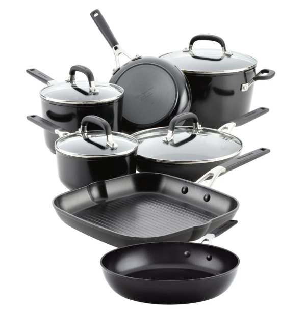 Kitchenaid Hard Anodized Nonstick Cookware Set - 10 pcs - Onyx Black