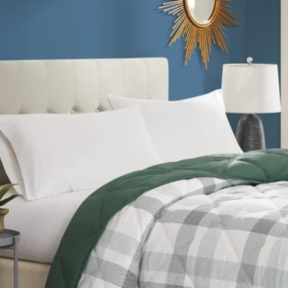 Season's Collection Down Alternative Blanket Queen Plaid Green