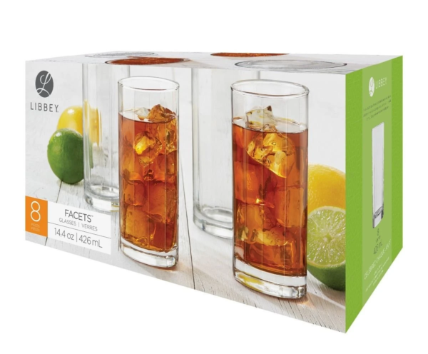 Libbey Facets 8pc Cooler Glass Set 14.4oz (426ml) - Image 3