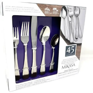Mikasa Gingko Bravo Satin 18/10 Stainless Steel 45pc Cutlery Set
