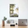 Double Trees Lake Scene Canvas Wall Art Painting - Image 2