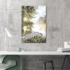 Double Trees Lake Scene Canvas Wall Art Painting - Image 4