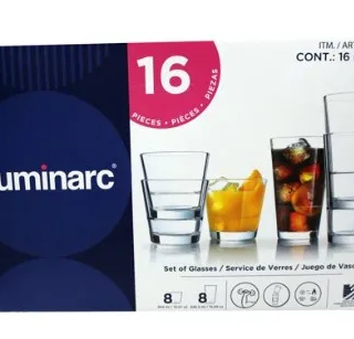 Luminarc Tempered Glass Drinkware 16 Piece Set