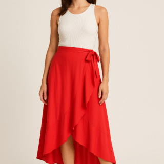 Tesco F&F Plain Wrap Skirt - Red