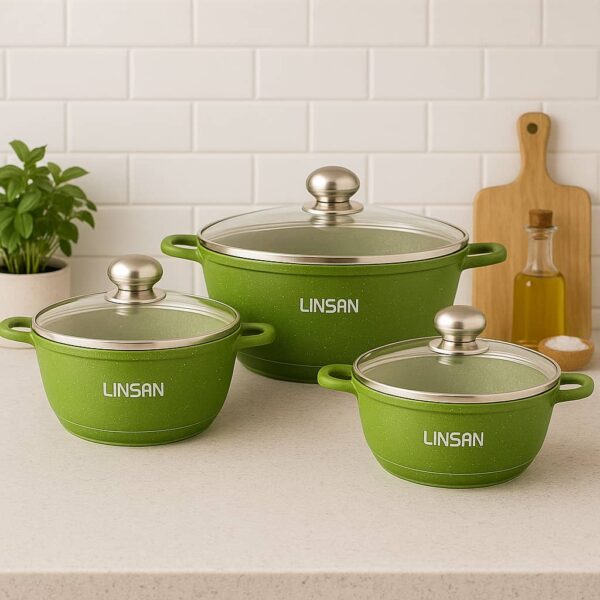 Linsan 6pc Die Cast Aluminium Non-Stick Cookware Set Lemon