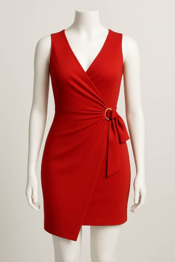 Tesco F&f Plain Dress With Ring Wrap - Red - Image 4