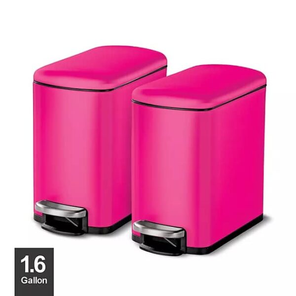 Tramontina 1.6 Gallon Step Trash Cans 2 Pcs - Pink