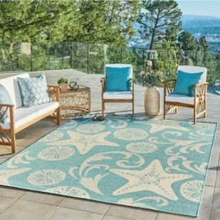 Gertmenian Naples Indoor - Outdoor Area Rug - Colima Blue Oasis Sand - 9 ft x 13 ft