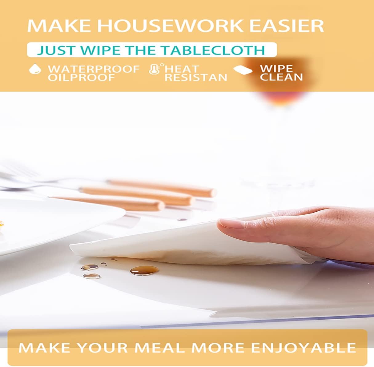 1.5mm Thick Clear Table Cover Protector - 30 x 60 Inch Rectangle Vinyl Plastic Tablecloth Desk Pad Non-Slip Desk Mat Tablepads for Table, Desk, Any Surface Needed Protection - Image 4