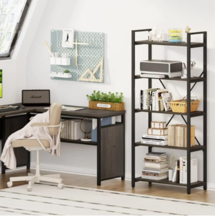 Tribesigns Wide 5-shelf Bookshelf - Industrial Etagere Bookcase Display Shelf Unit - Image 2