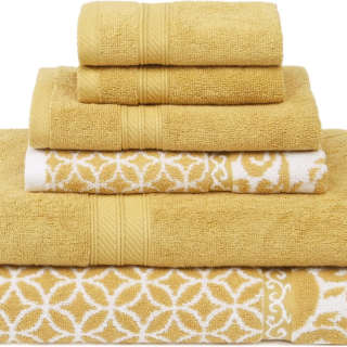 Modern Threads Trefoil Filigree Cotton Towel Set – 6-piece - Gold