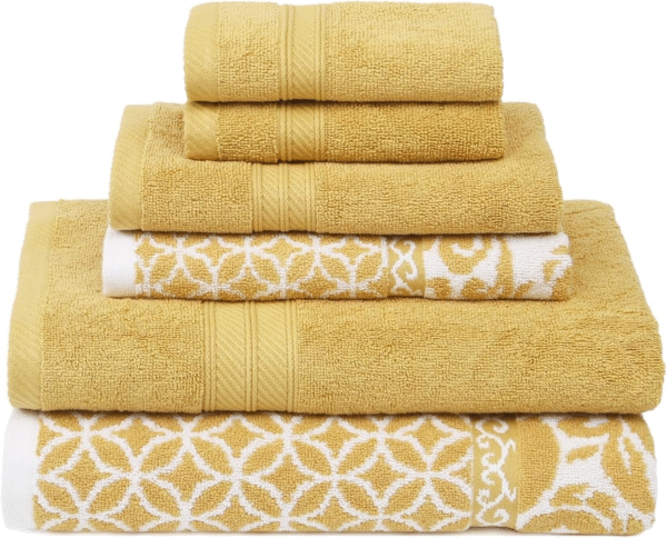 Modern Threads Trefoil Filigree Cotton Towel Set – 6-piece - Gold