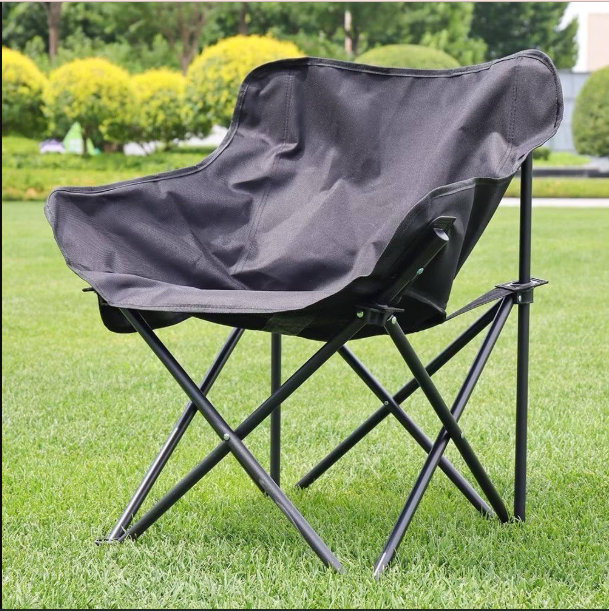 Creative Outdoor Foldable Camping Chair - Nylon Base Fabric, Black, Pack Of 1