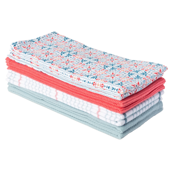 Core Home Everyday Kitchen Towels, 8-pack - Coral - Image 3