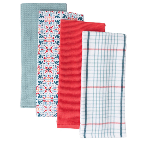 Core Home Everyday Kitchen Towels, 8-pack - Coral - Image 4