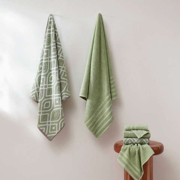 Modern Threads Trefoil Filigree Cotton Towel Set – 6-piece - Sage Gr - Image 5