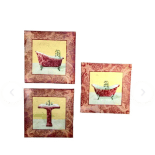 Courtyard 3pc Bath Canvas Painting Wall Art - 16''X 16''